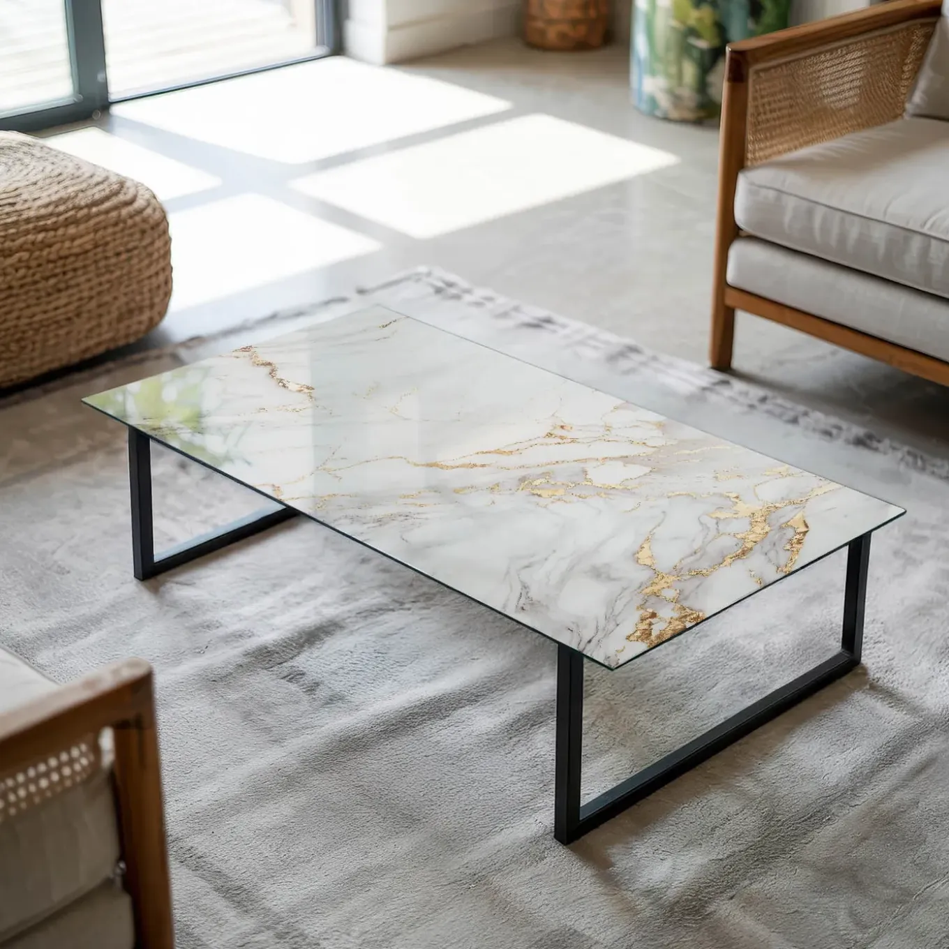 Tulup - Terrastafel - Ronde - Zwart - 120x60 Cm - Glazen Tafelblad - Bureaublad