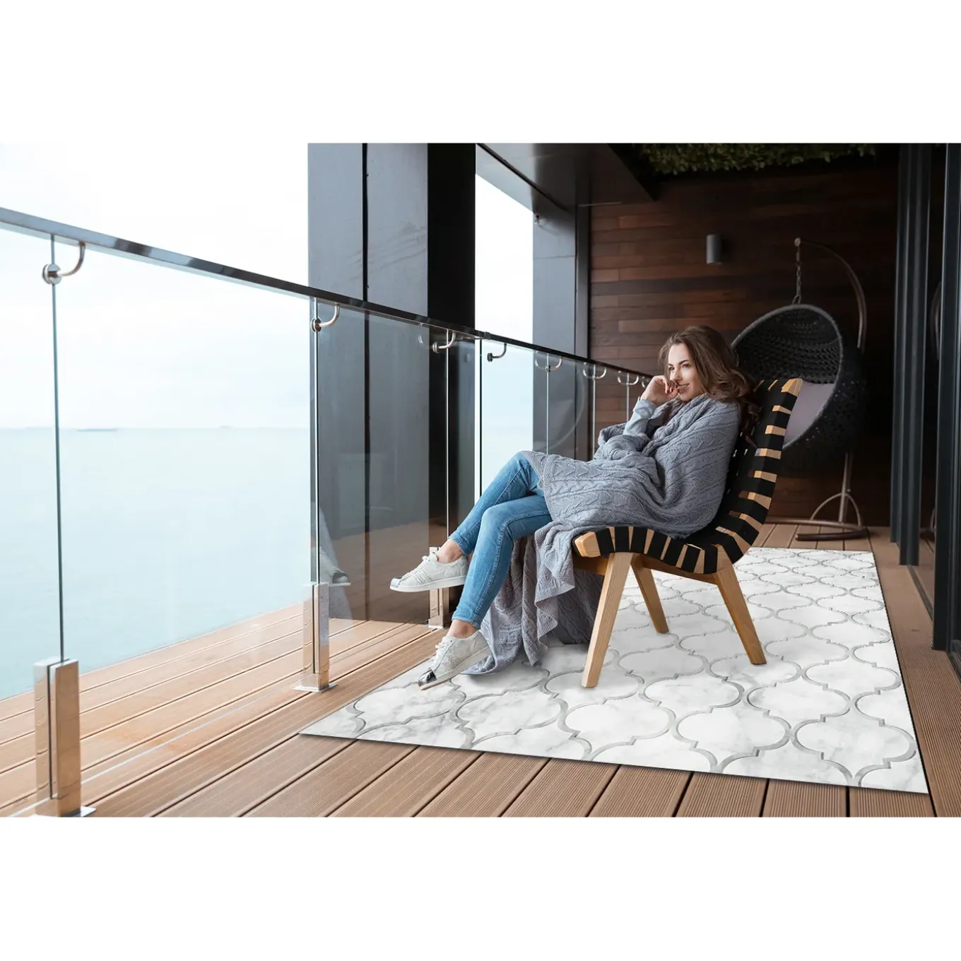 Tulup - Terras Tapijt - Marokkaans Patroon - Groente - 60x90 Cm - Tapijt Buiten