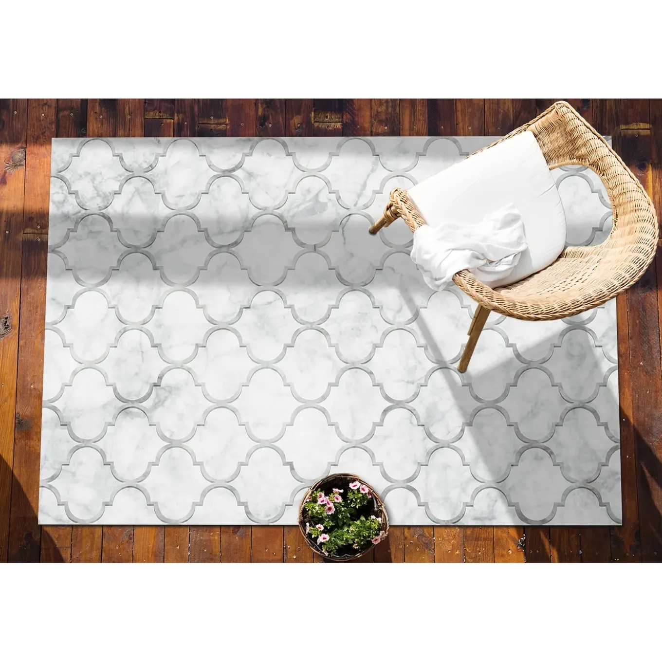 Tulup - Terras Tapijt - Marokkaans Patroon - Groente - 60x90 Cm - Tapijt Buiten