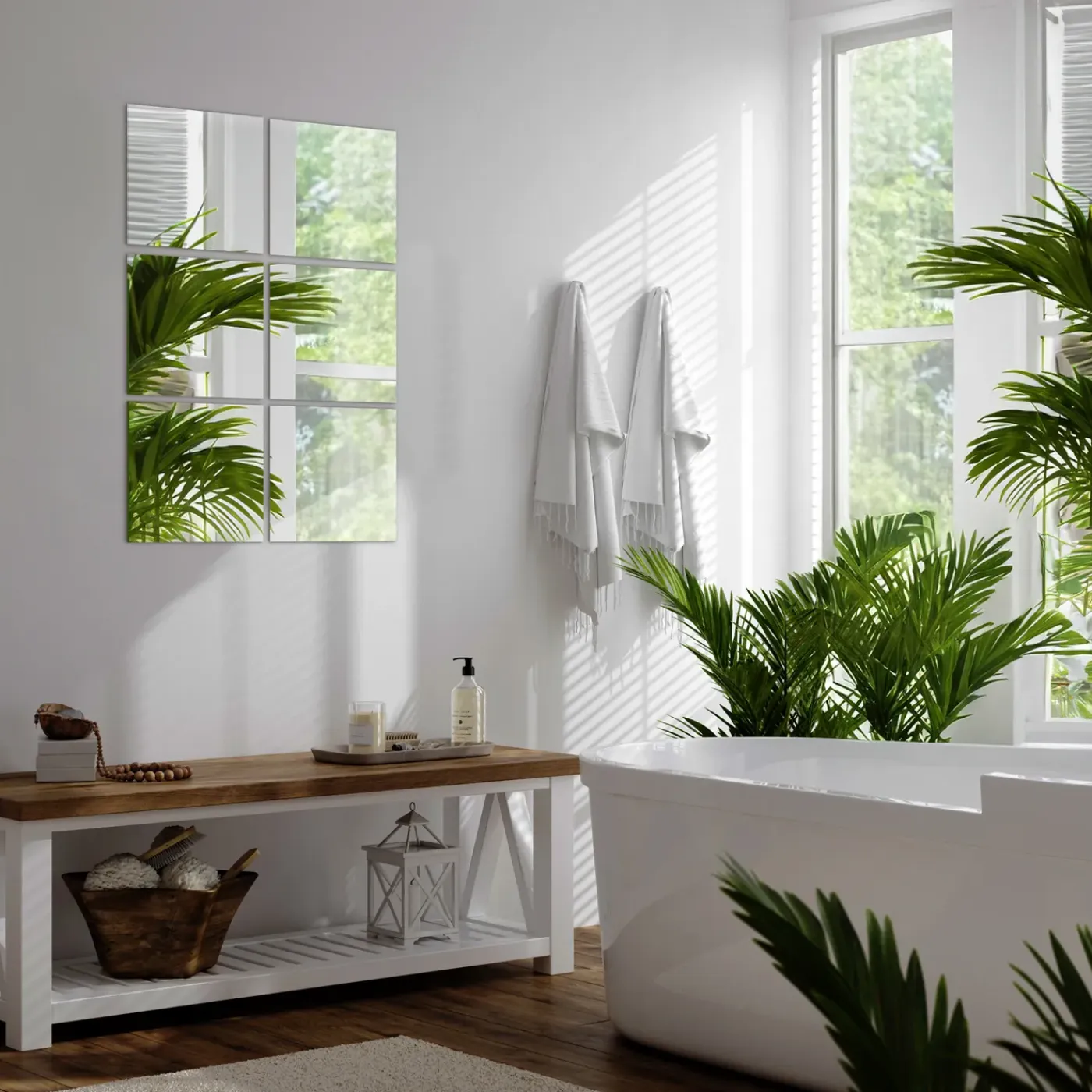Tulup - Toiletspiegel - Vierkanten - 6 Stuks 20x20 Cm - Badkamerspiegel
