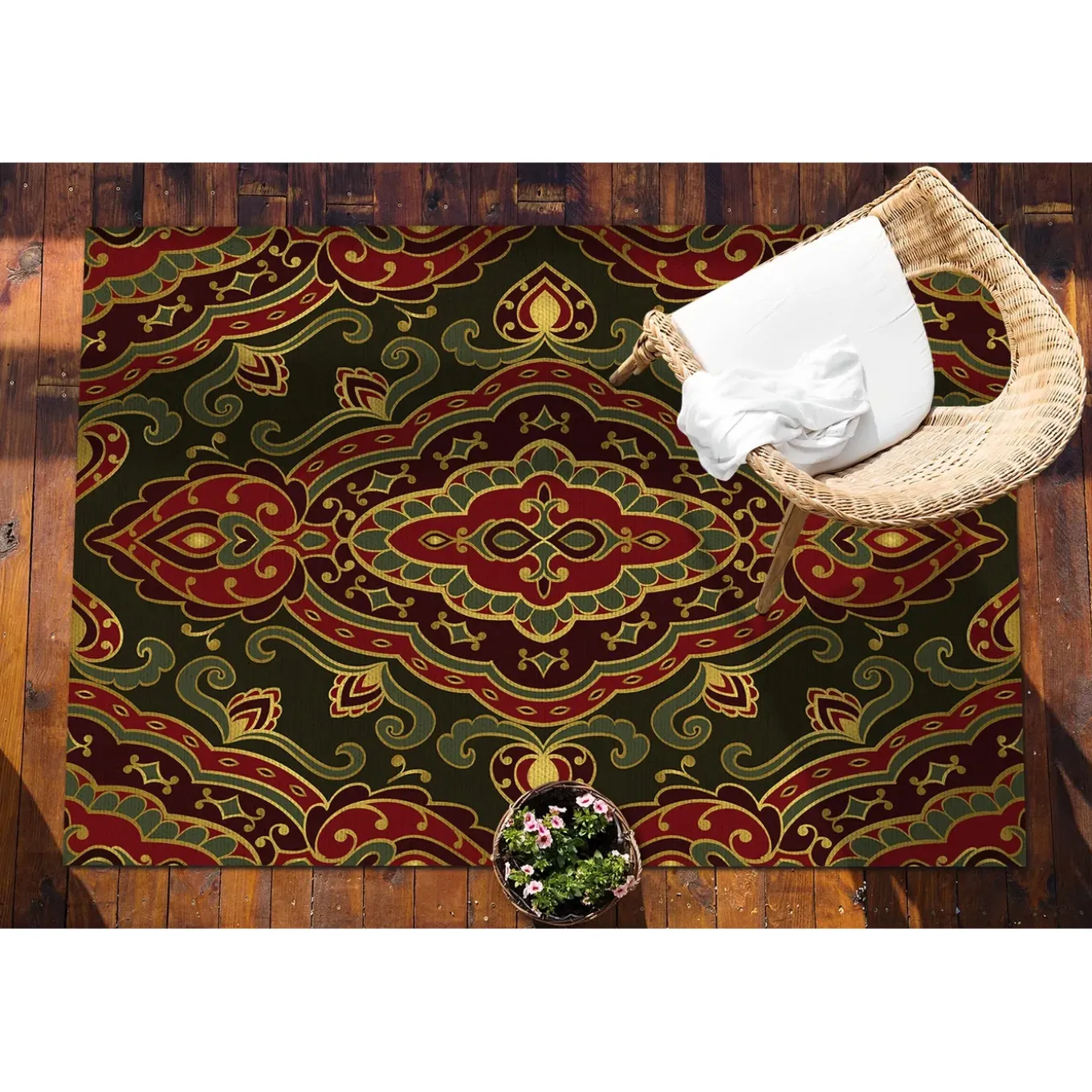 Tulup - Tuinkleed - Plantenpatronen - Zwart - 150x225 Cm - Buitenkleed