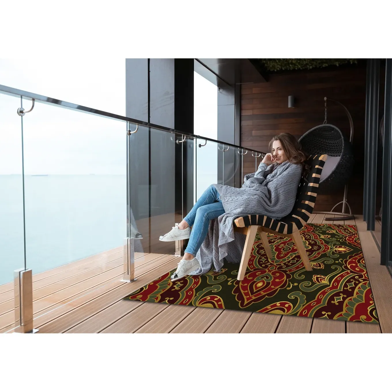 Tulup - Tuinkleed - Plantenpatronen - Zwart - 150x225 Cm - Buitenkleed