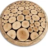Tulup - Vinyl Tapijt - Rond - Zwart - 150 Cm - Pvc Vloerkleed - Dwarsdoorsnede Van De Stam - Natuur
