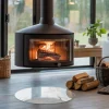 Tulup - Vloerplaat Openhaard - Ronde - Wit - 50 Cm - Onderplaat Kachel