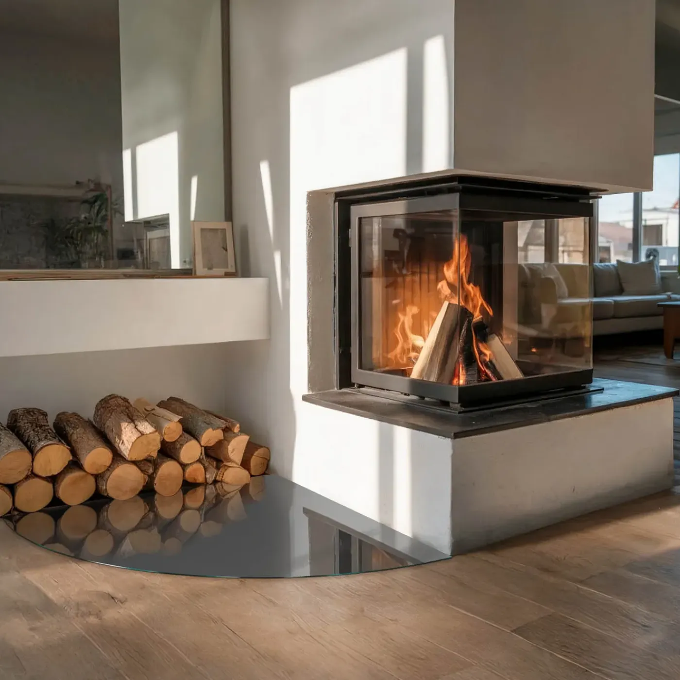 Tulup - Vloerplaat Voor Houtkachel - Kwartcirkel - Grijs - 100x100 Cm - Plaat Voor Onder Kachel