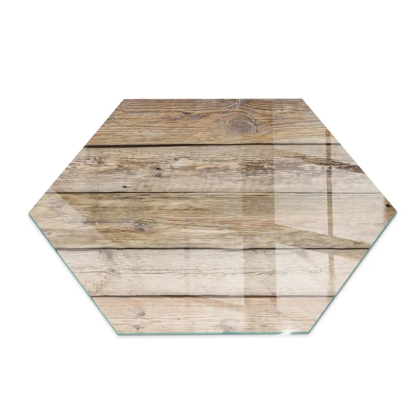 Tulup - Vloerplaat Voor Kachel - Zeshoek - Planken In Natuurlijke Stijl - H40 Cm - Onderplaat