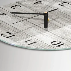 Tulup - Wandklok Glas Decoratie - Ronde - Grijze Borden - Grijs - 30 - Zwarte Handen