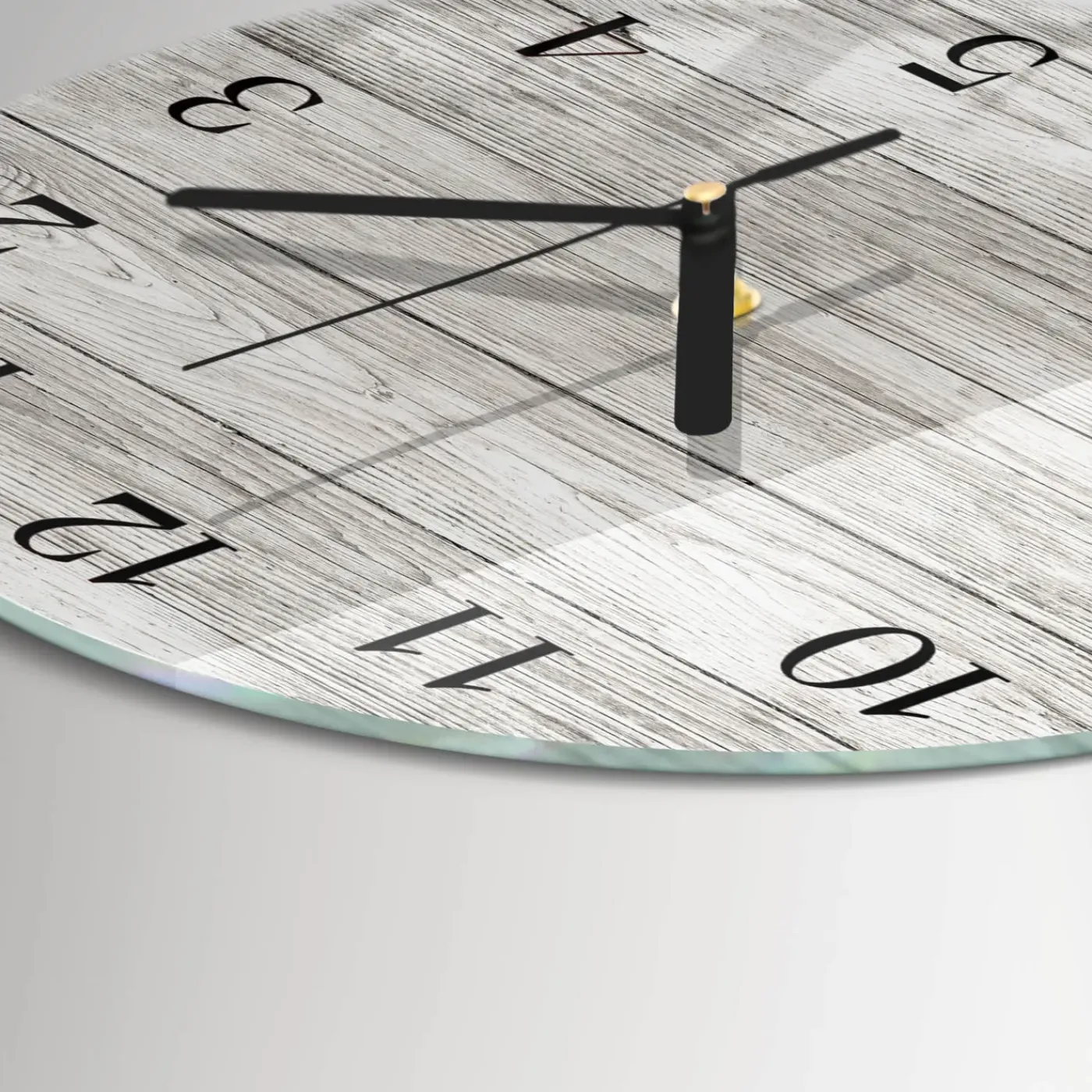 Tulup - Wandklok Glas Decoratie - Ronde - Grijze Borden - Grijs - 30 - Zwarte Handen