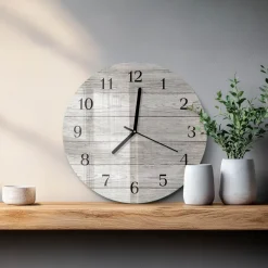 Tulup - Wandklok Glas Decoratie - Ronde - Grijze Borden - Grijs - 30 - Zwarte Handen