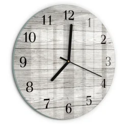 Tulup - Wandklok Glas Decoratie - Ronde - Grijze Borden - Grijs - 30 - Zwarte Handen