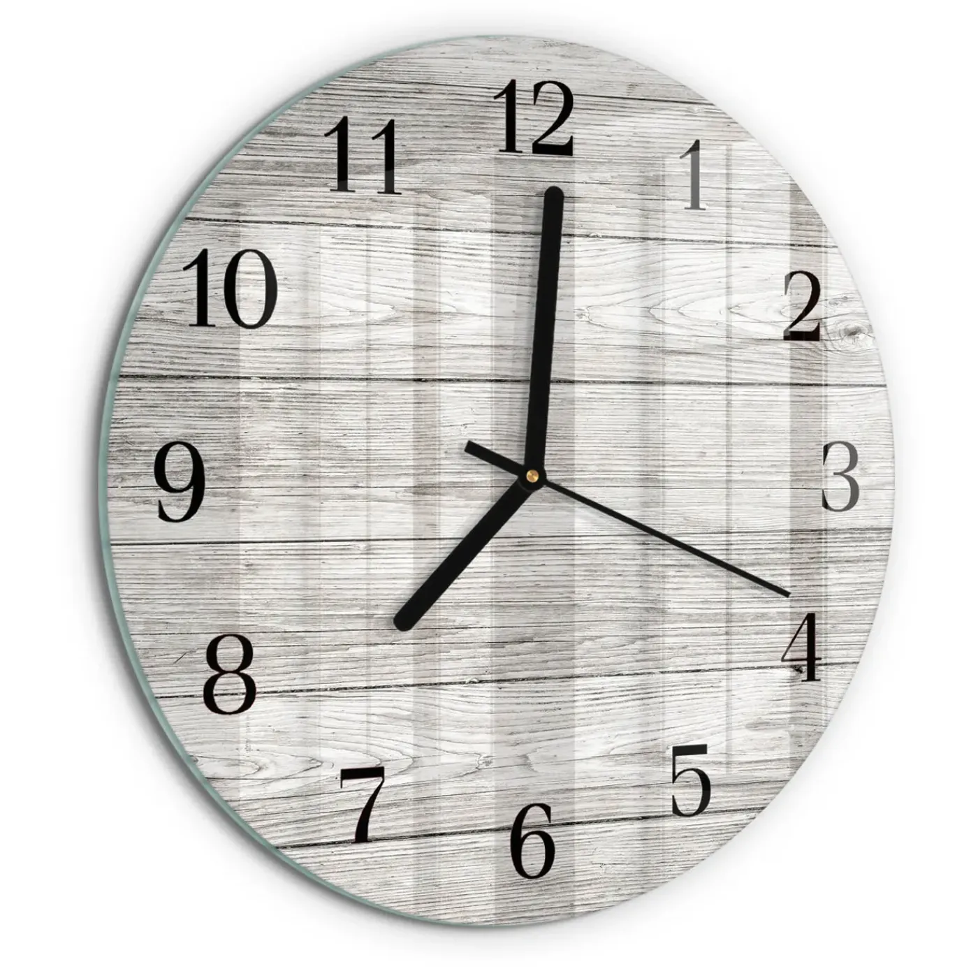 Tulup - Wandklok Glas Decoratie - Ronde - Grijze Borden - Grijs - 30 - Zwarte Handen