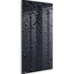 Tulup - Wandklok Glas Decoratie - Rechthoekige Verticaal - Druppels - Zwart - 30x60 - Zwarte Handen