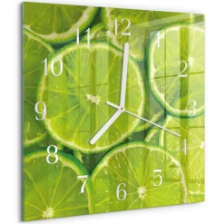 Tulup - Wandklok Glas Met Motief - Vierkante - Calciumcarbonaat - Groente - 30x30 - Witte Handen