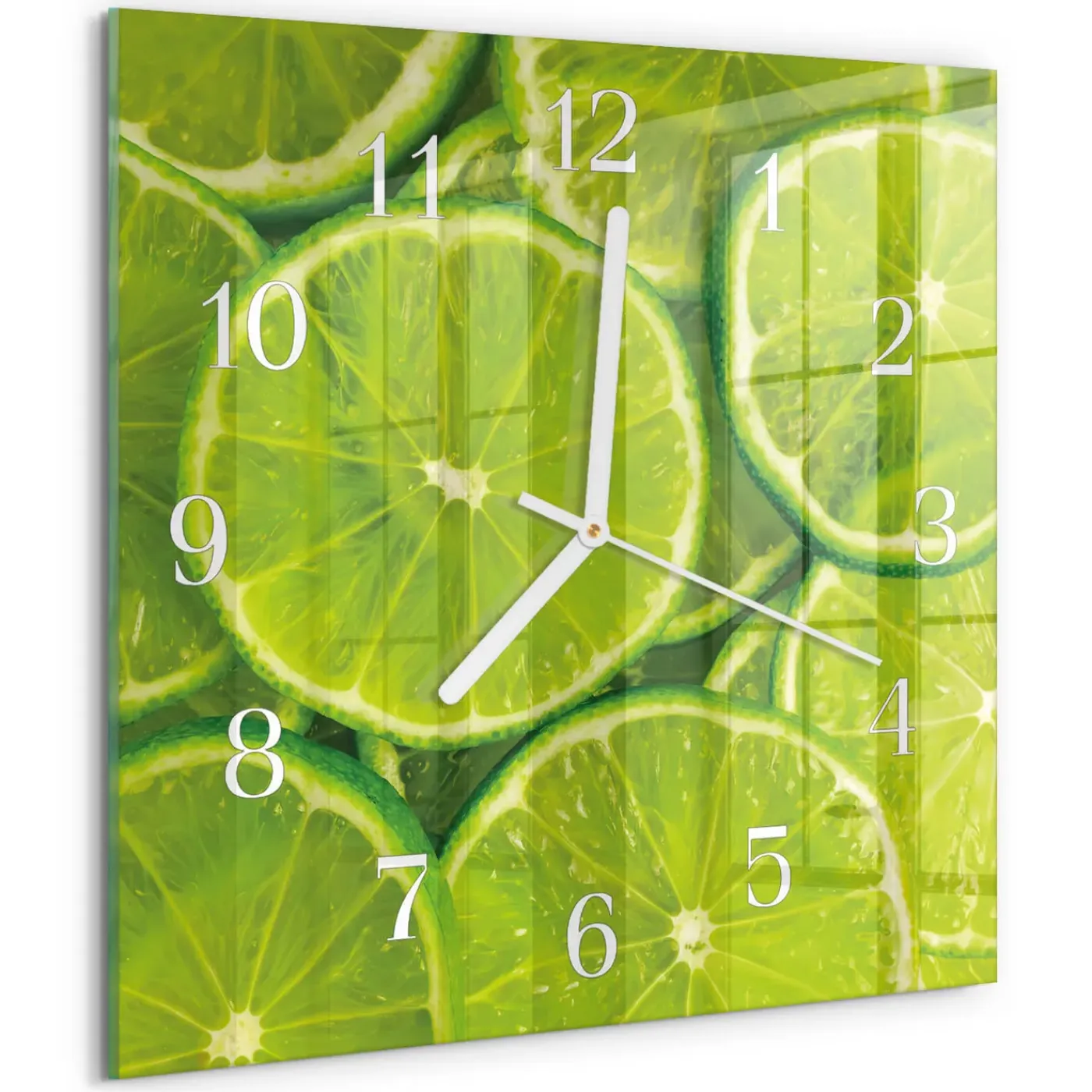 Tulup - Wandklok Glas Met Motief - Vierkante - Calciumcarbonaat - Groente - 30x30 - Witte Handen