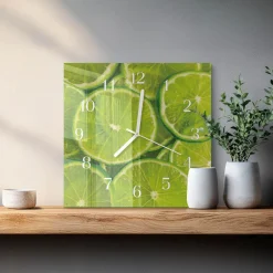 Tulup - Wandklok Glas Met Motief - Vierkante - Calciumcarbonaat - Groente - 30x30 - Witte Handen