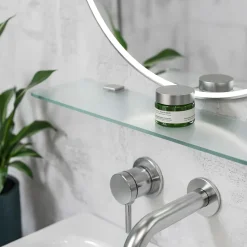 Tulup - Wandplank Van Helder Glas Voor De Badkamer - Halfitransparant - 90x13 Cm - Melkglas Effect