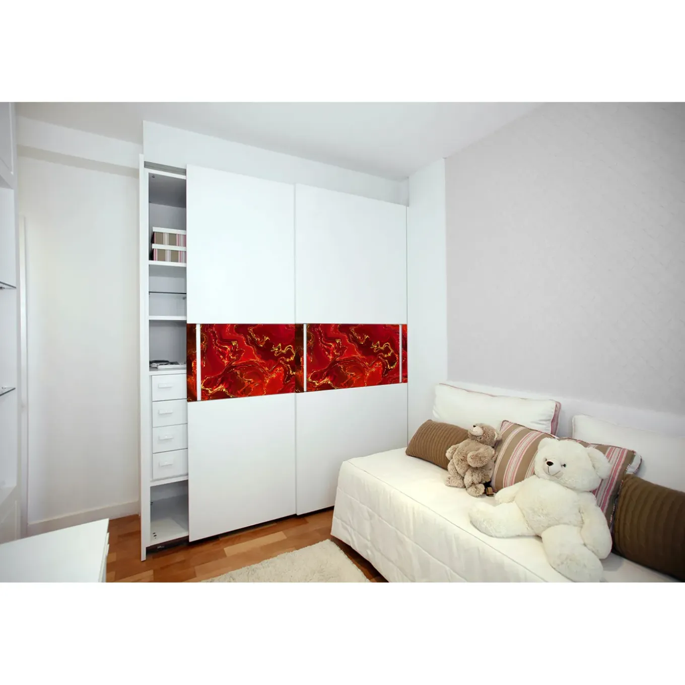 Tulup - Zelfklevende Decoratiefolie - Rode Marmer - Rood - 100x50 Cm - Meubelfolie - Meubelsticker