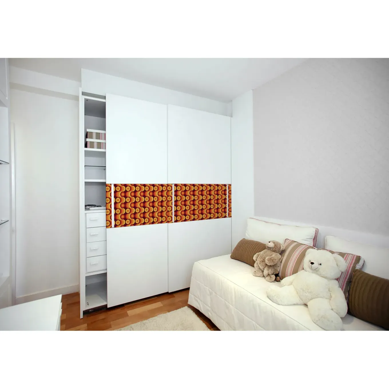 Tulup - Zelfklevende Meubelfolie - Retro Jaren 70 Patroon - Oranje - 100x50 Cm - Meubelsticker