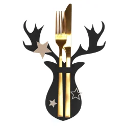Tutumi Feestelijke Bestekhoes Stuks 311377a Reindeer 6st. Zwart 21x17x21cm
