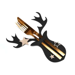 Tutumi Feestelijke Bestekhoes Stuks 311377a Reindeer 6st. Zwart 21x17x21cm