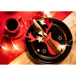 Tutumi Feestelijke Bestekhoes Stuks 311377 Reindeer 4st. Rood 21x17x21cm