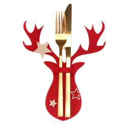 Tutumi Feestelijke Bestekhoes Stuks 311377 Reindeer 4st. Rood 21x17x21cm
