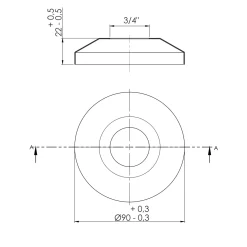 Tycner Kegelvormig Verchroomd Staal 1693 3/4" Inch Pijp Kraag Ovale Deksel 90mm Breed