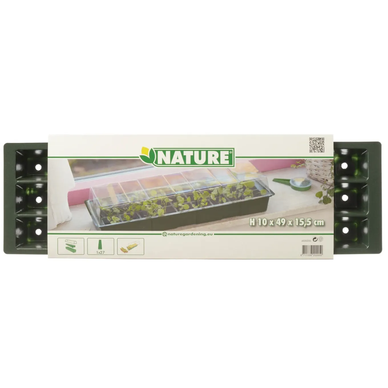 Ubbink Kweekbak Vensterbank - Kunststof - Transparant - 49 x 15,5 x 10 cm - Met Vakverdeling