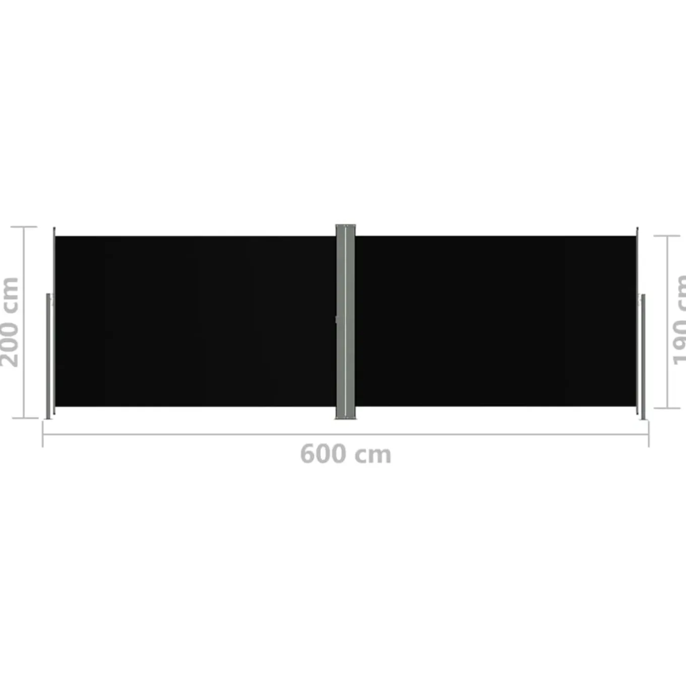 Uitschuifbaar Zijscherm/privacyscherm Voor Terras Tuin Balkon 200 X 600 Cm Zwart Helloshop26
