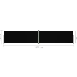 Helloshop26 Uitschuifbaar Zijscherm/privacyscherm Voor Terras Tuin Balkon 200 X 1000 Cm Antraciet