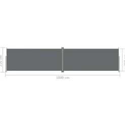 Uitschuifbaar Zijscherm/privacyscherm Voor Terras Tuin Balkon 220 X 1000 Cm Antraciet Helloshop26