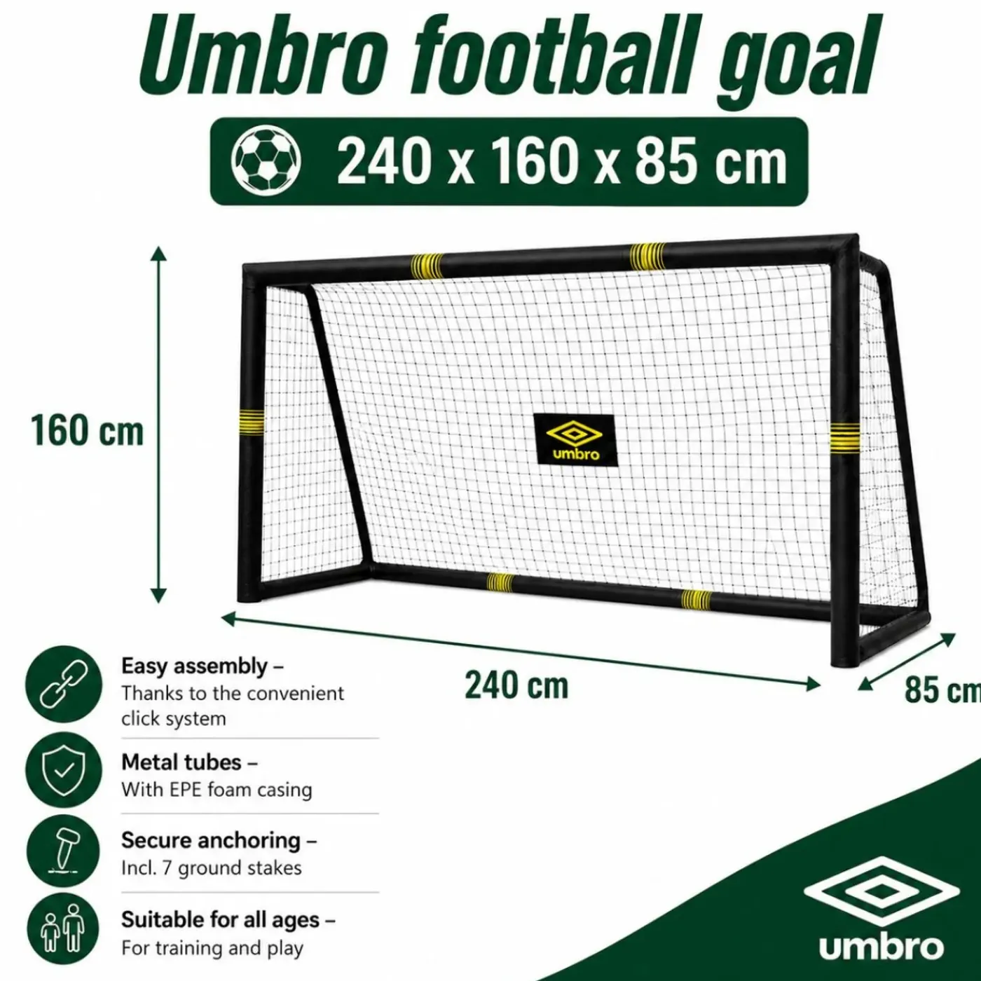 Umbro Voetbaldoel 240 X 160 X 85cm