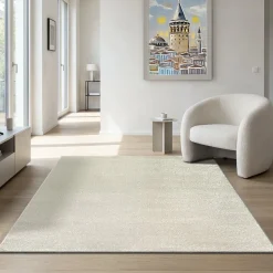 Uni Effen Vloerkleed Laagpolig Creme - 160x230 Cm
