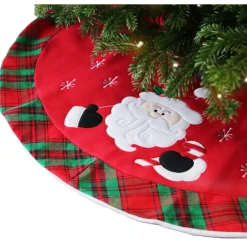 Unique Living Kerstboomrok - Rood/groen - D90 Cm - Polyester