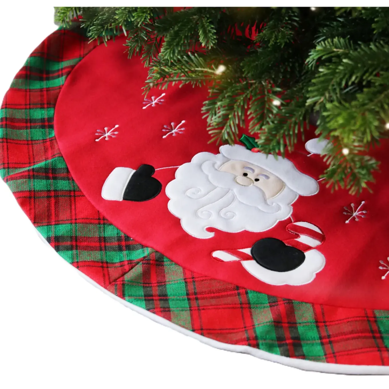 Unique Living Kerstboomrok - Rood/groen - D90 Cm - Polyester
