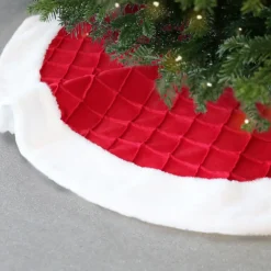 Unique Living Kerstboomrok - Rood/wit - D90 Cm - Polyester