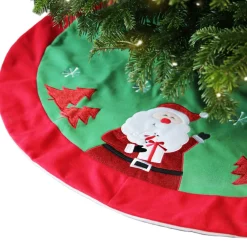 Unique Living Kerstboomrok - Rood/groen - D90 Cm - Polyester