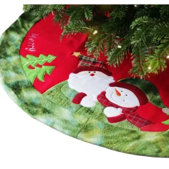Unique Living Kerstboomrok - Rood/groen - D90 Cm - Polyester