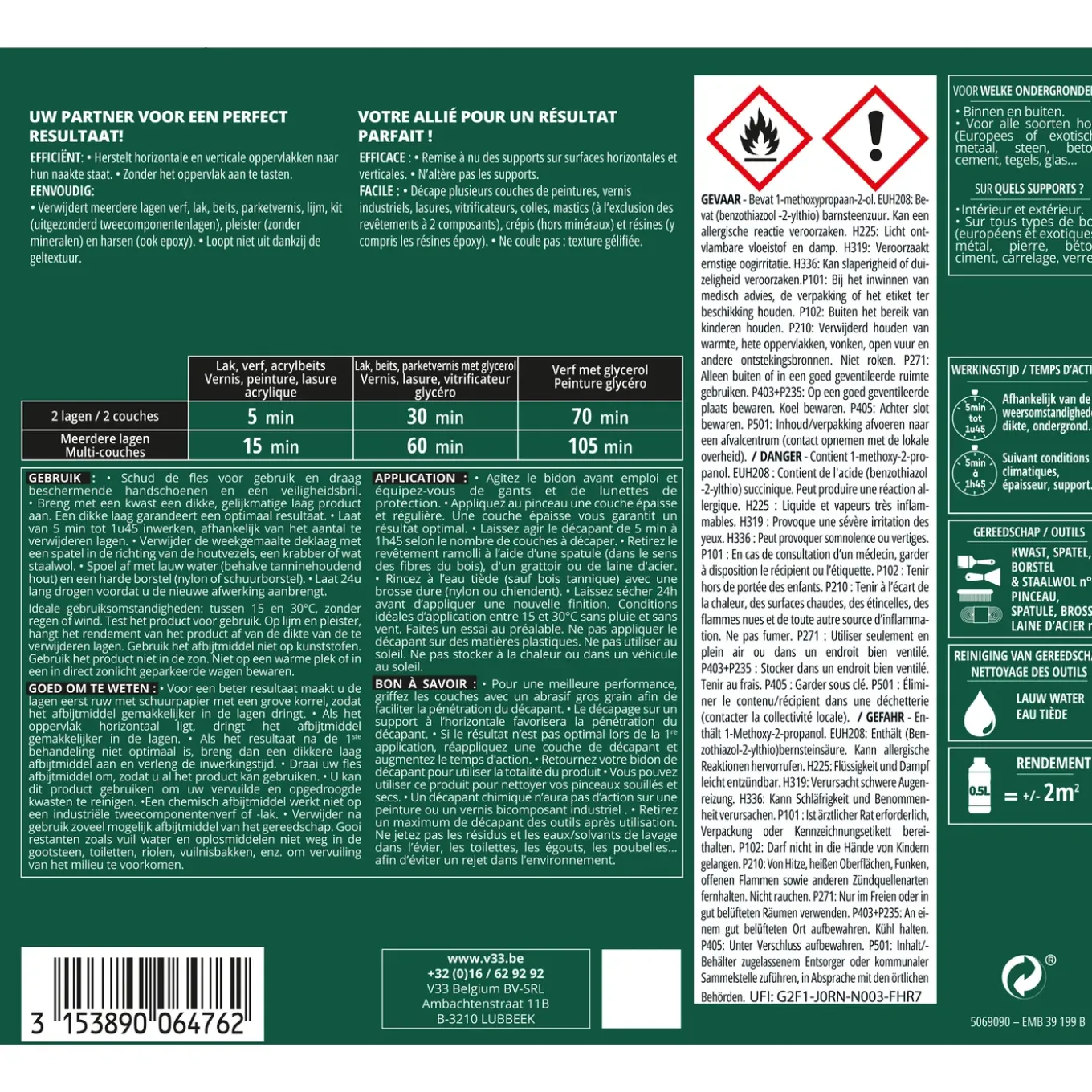 V33 afbijtmiddel universeel 500ml