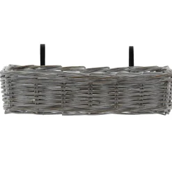 Van Der Leeden Balkonmand - Wit - Rotan Gevlochten - 60x20x16 Cm