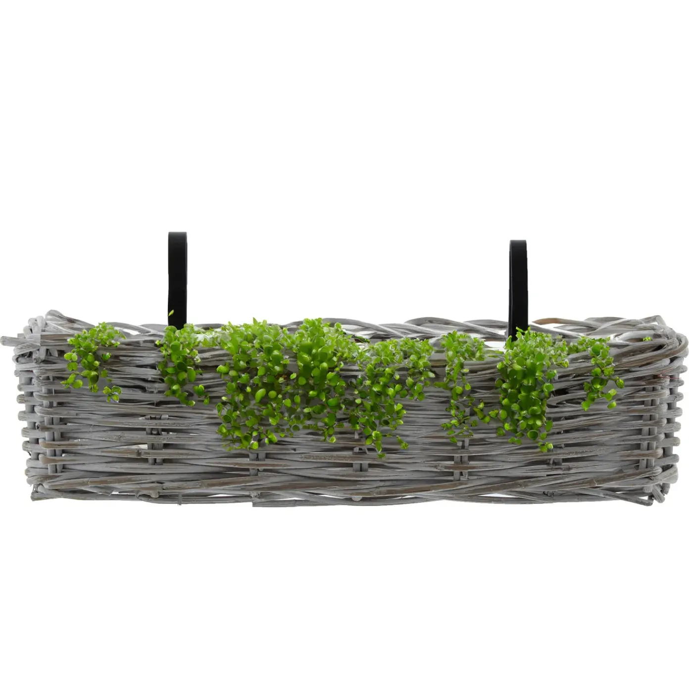 Van Der Leeden Balkonmand - Wit - Rotan Gevlochten - 60x20x16 Cm