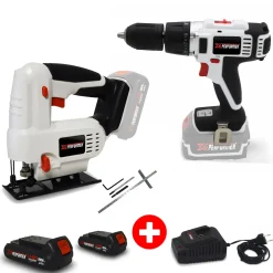X-Performer 20v Boormachine Xp2cid20li + Decoupeerzaag Xpjs20li - Hout/staal + 2 X 2ah Accu's + Lader