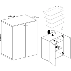 Vcm Schoenenkast Lona H. 110 X B. 70 X T. 39 Cm