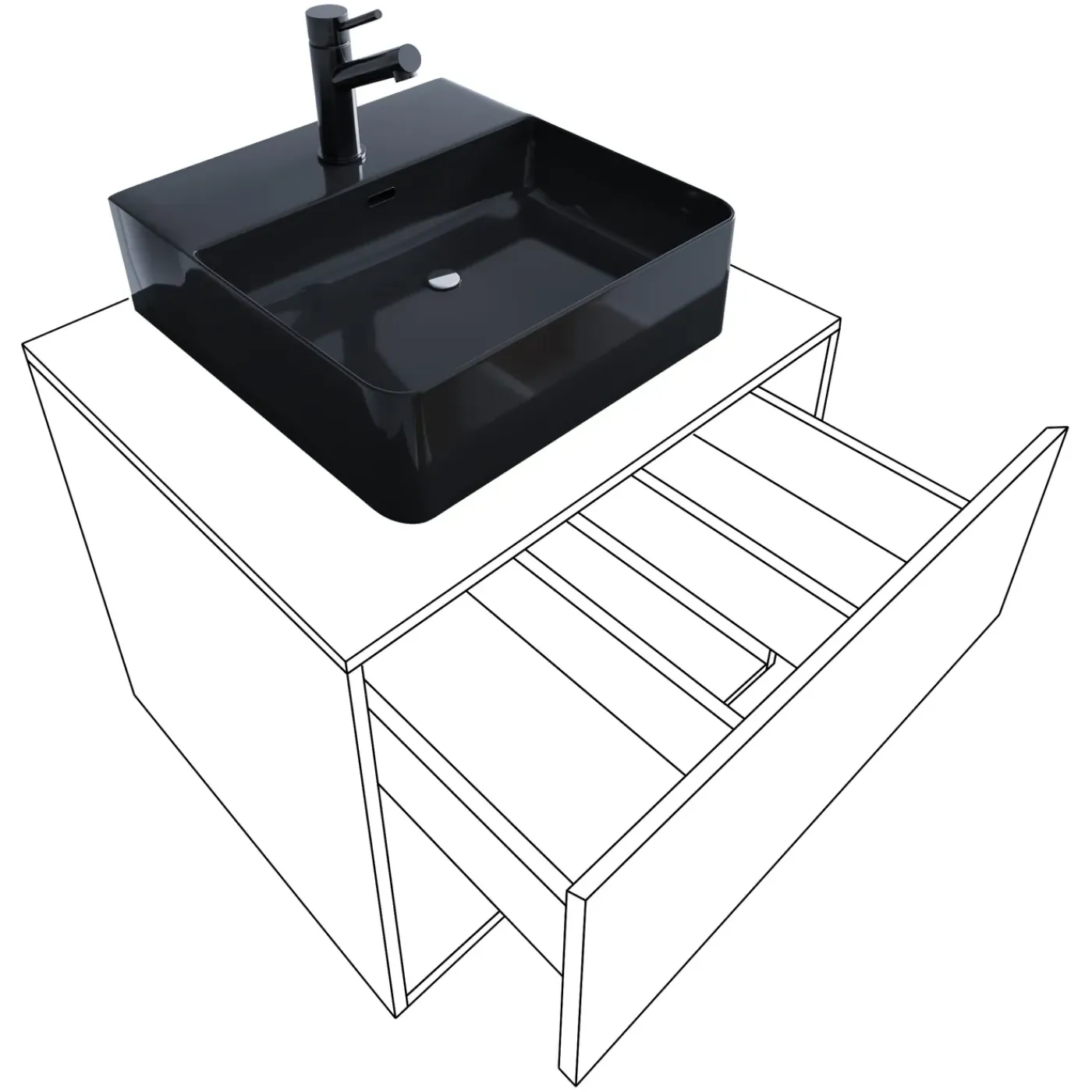 VCM Wastafelonderkast Lendas H. 150 X B. 93 X T. 52 Cm