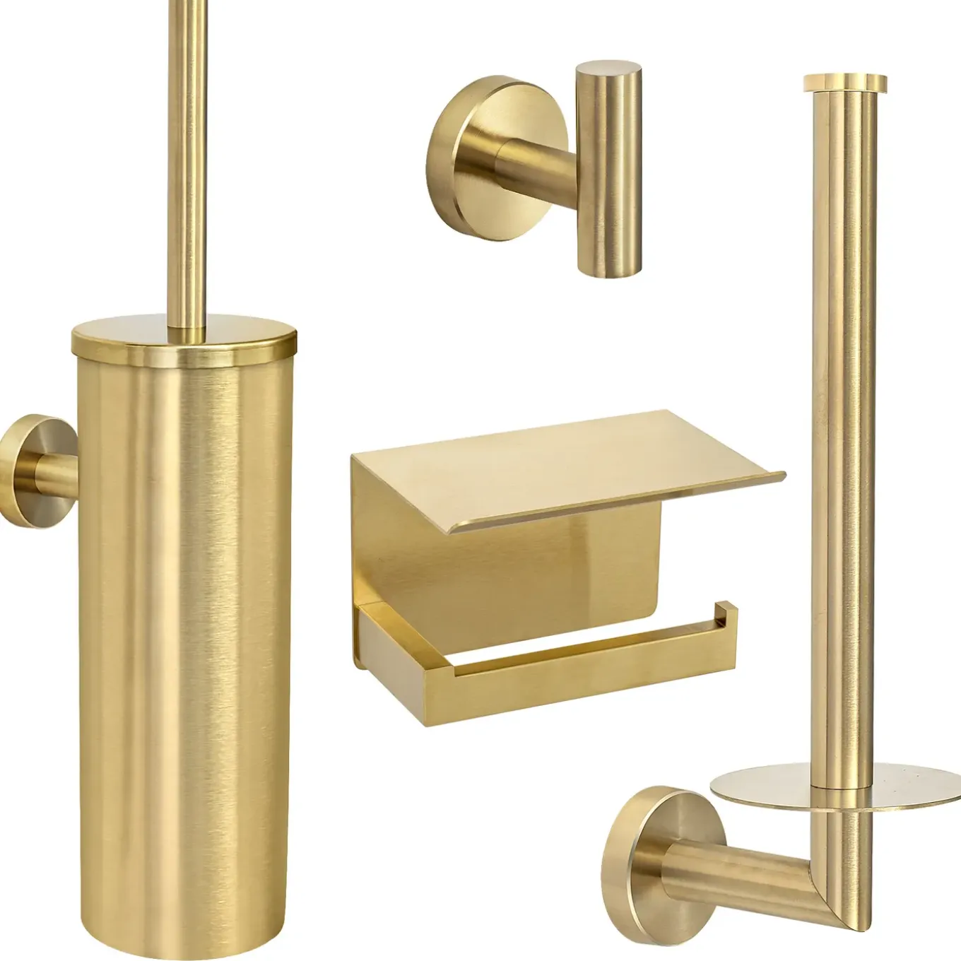 VDN Stainless Toiletaccessoireset goud 4-delig