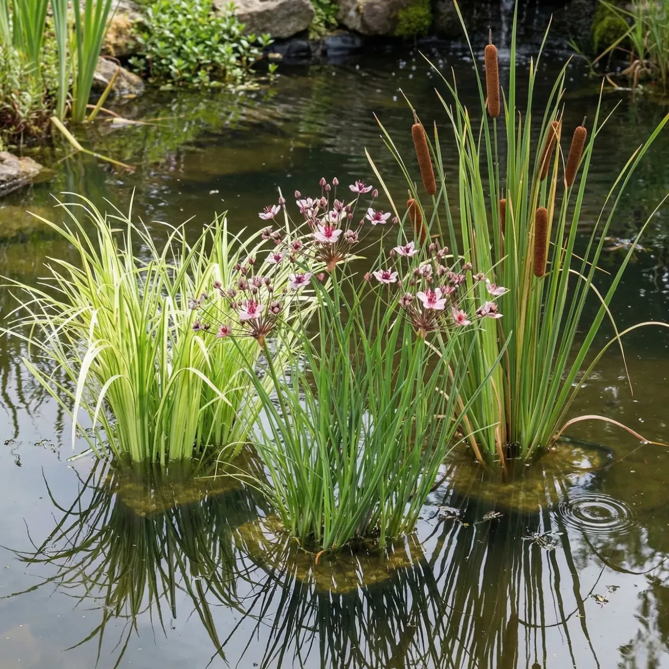Vdvelde - Lisdodde Typha Latifolia Vijverplant - 4 Planten Compleetset Met Mand & Substraat