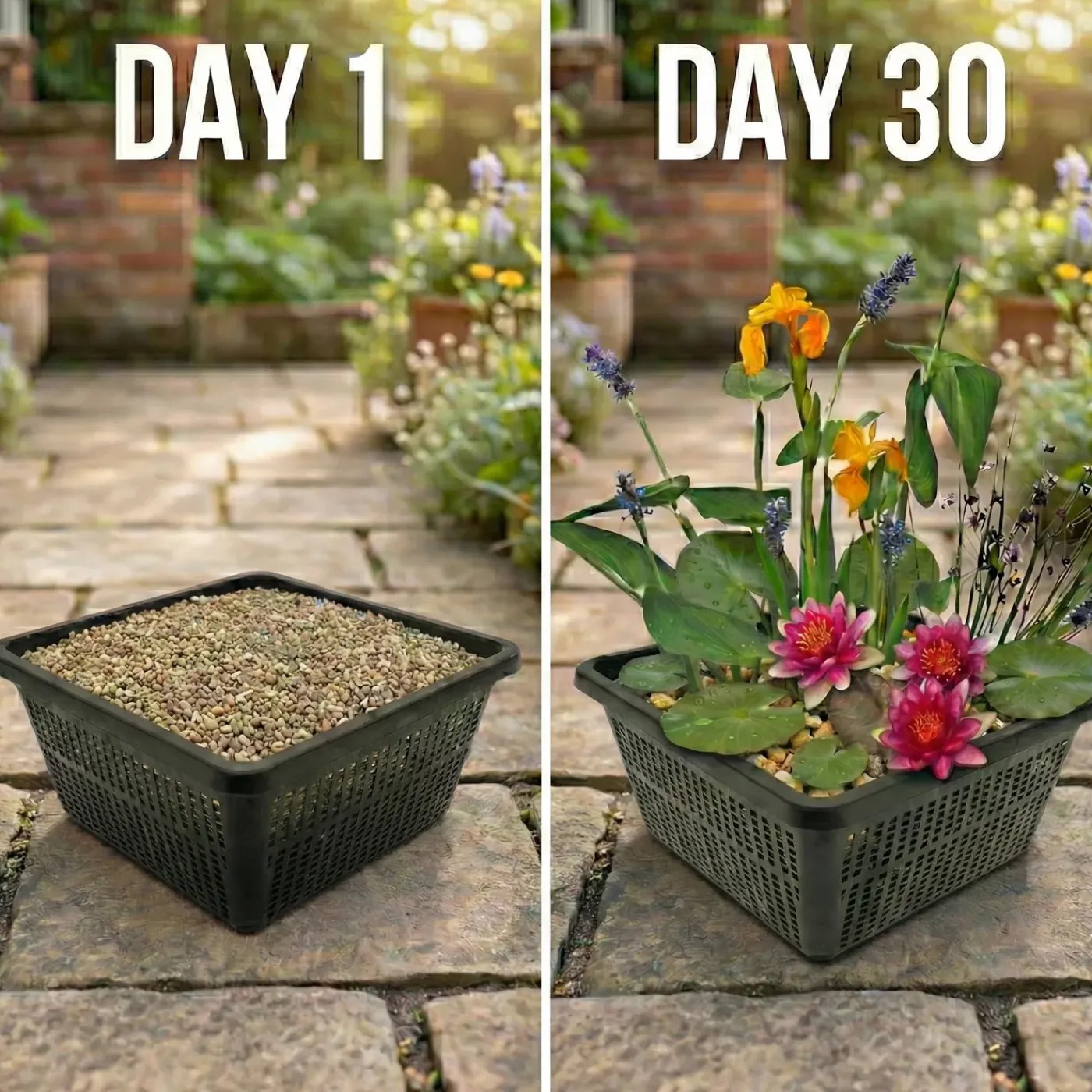 vdvelde - Mini-vijverplanten Set Roze - 4 Planten Incl. Mand - Vijverrand