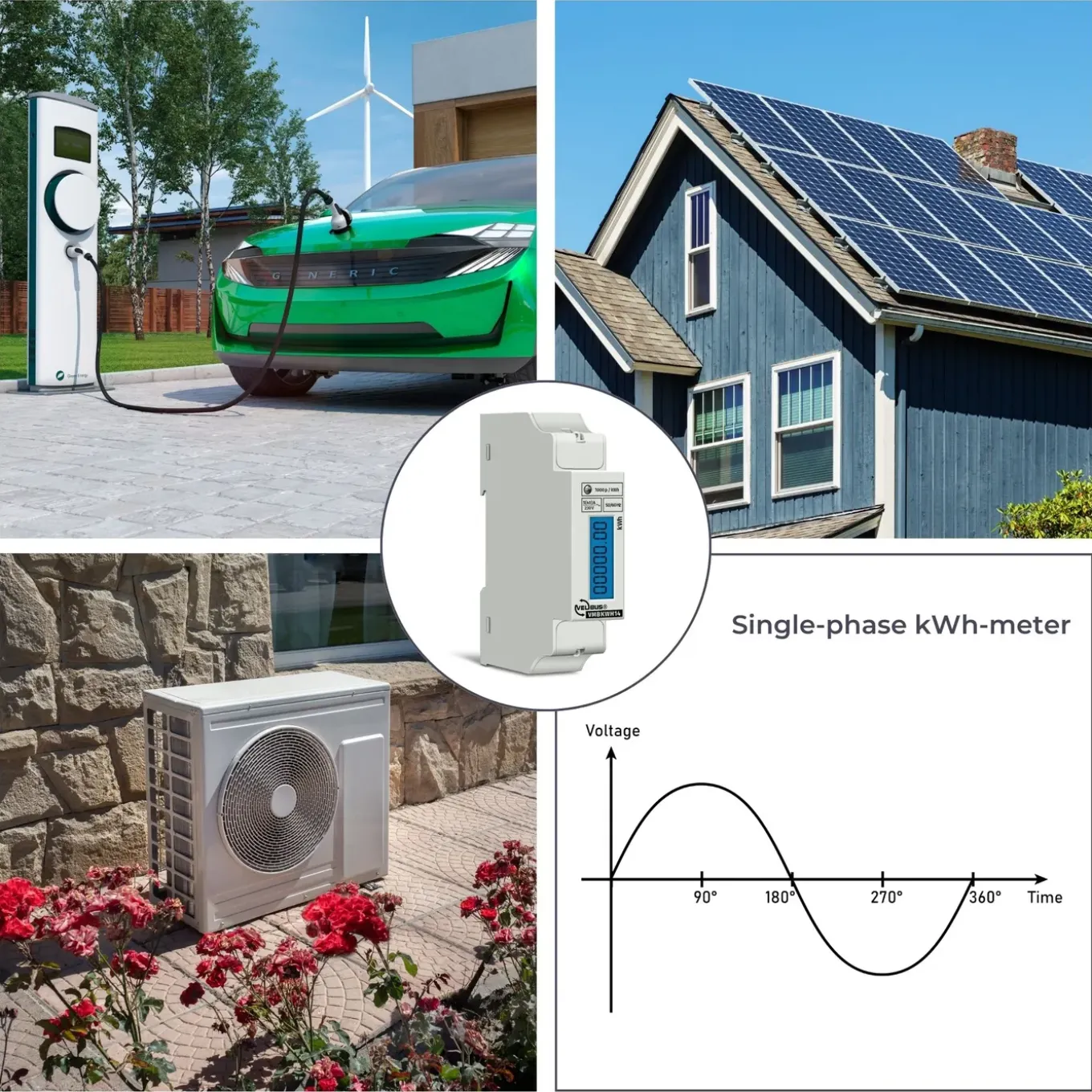 Velleman Energiemeter Din 1 Fase, Stroommeter, Kwh Meter Voor Din-railmontage