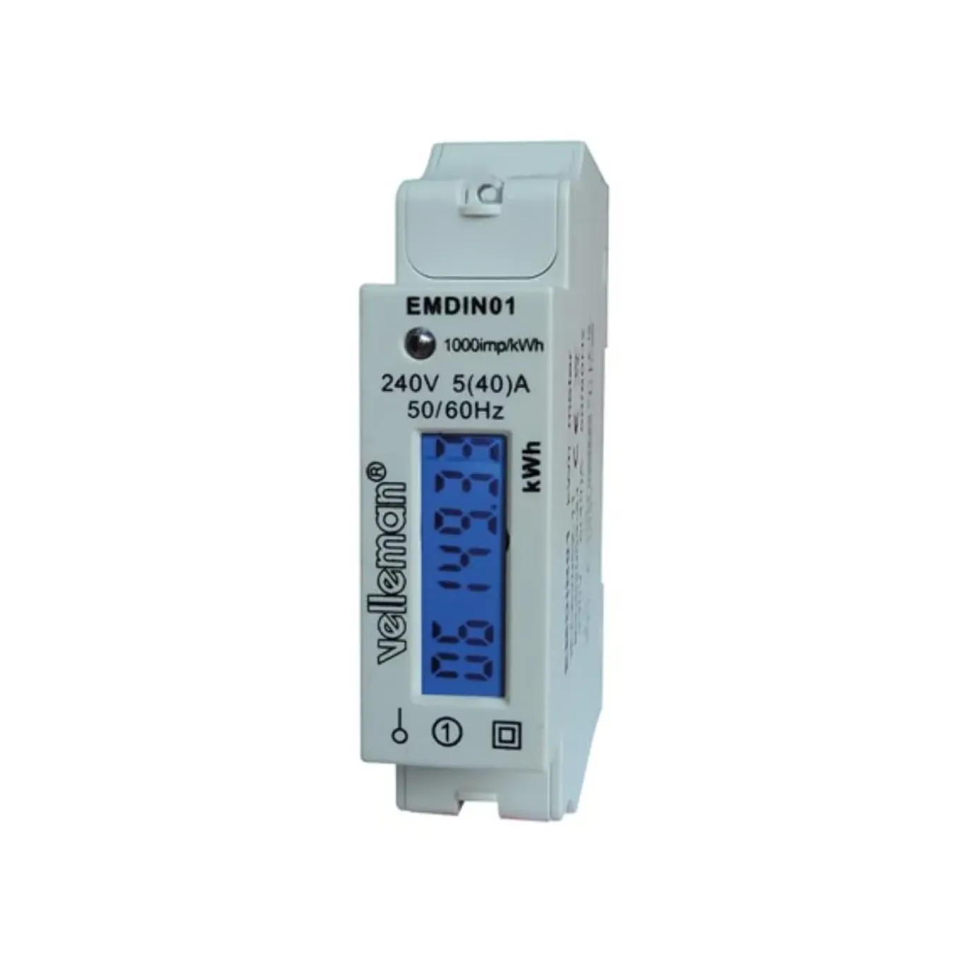 Velleman Energiemeter Din 1 Fase, Stroommeter, Kwh Meter Voor Din-railmontage
