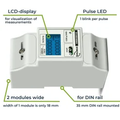 Velleman Energiemeter Din 1 Fase, Stroommeter, Kwh Meter Voor Din-railmontage